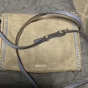 Rebecca Minkoff Gray Suede w/Blue stitching Crossbody Bag